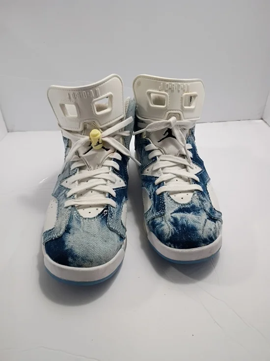 Nike Kids' Air Jordan Retro Denim White/Blue Sneakers - Picture 3 of 9